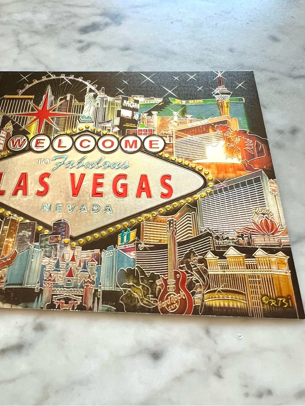 (2) Vintage Las Vegas Postcards Etched and Foiled